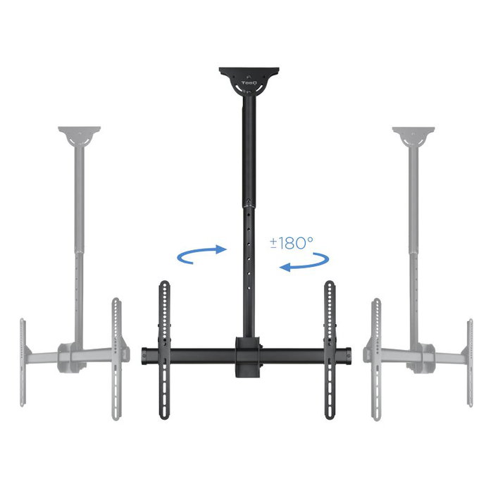 TooQ LPCE1170TSLI-B Soporte de Techo Giratorio, Inclinable y Nivelable para TV de 37 a 70 Pulgadas, Hasta 50 kg